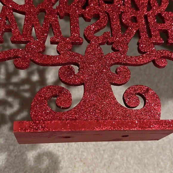 Bundle Hallmark Snowman Tealight burner & Red Glitter shelf standing sign EC - Picture 4 of 9